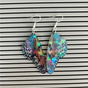 Holographic butterfly wing earring set